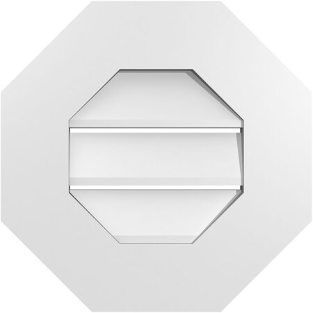 Ekena Millwork Octagonal Surface Mount PVC Gable Vent: Functional, w/ 3-1/2"W x 1"P Standard Frame, 16"W x 16"H GVPOC16X1601SF